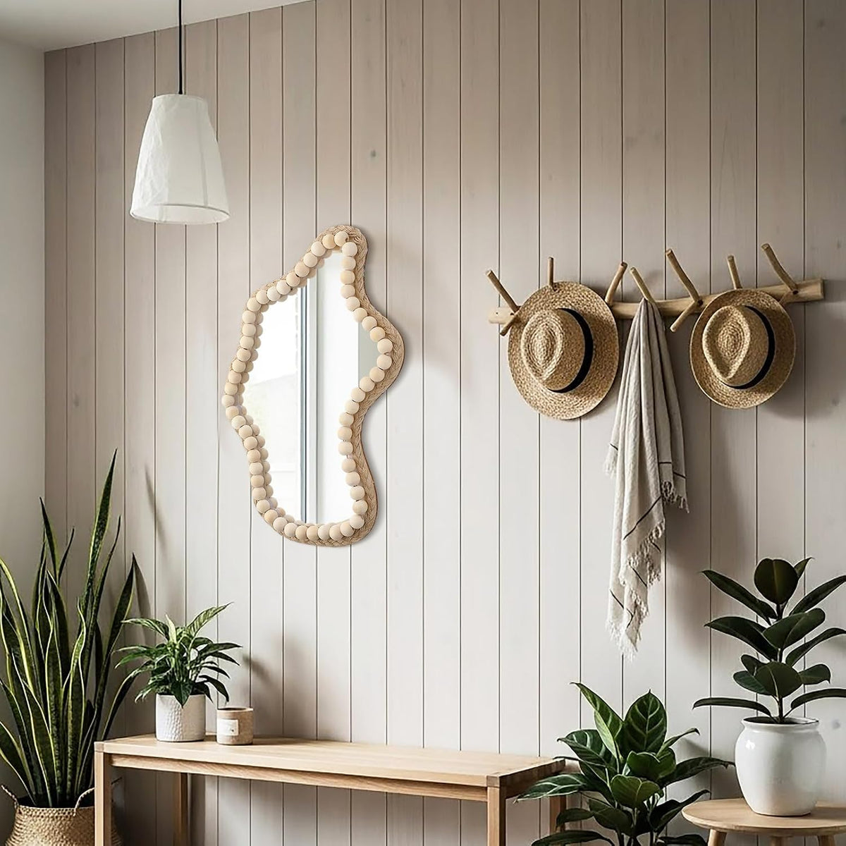 Beaded Irregular Wall Mirror
