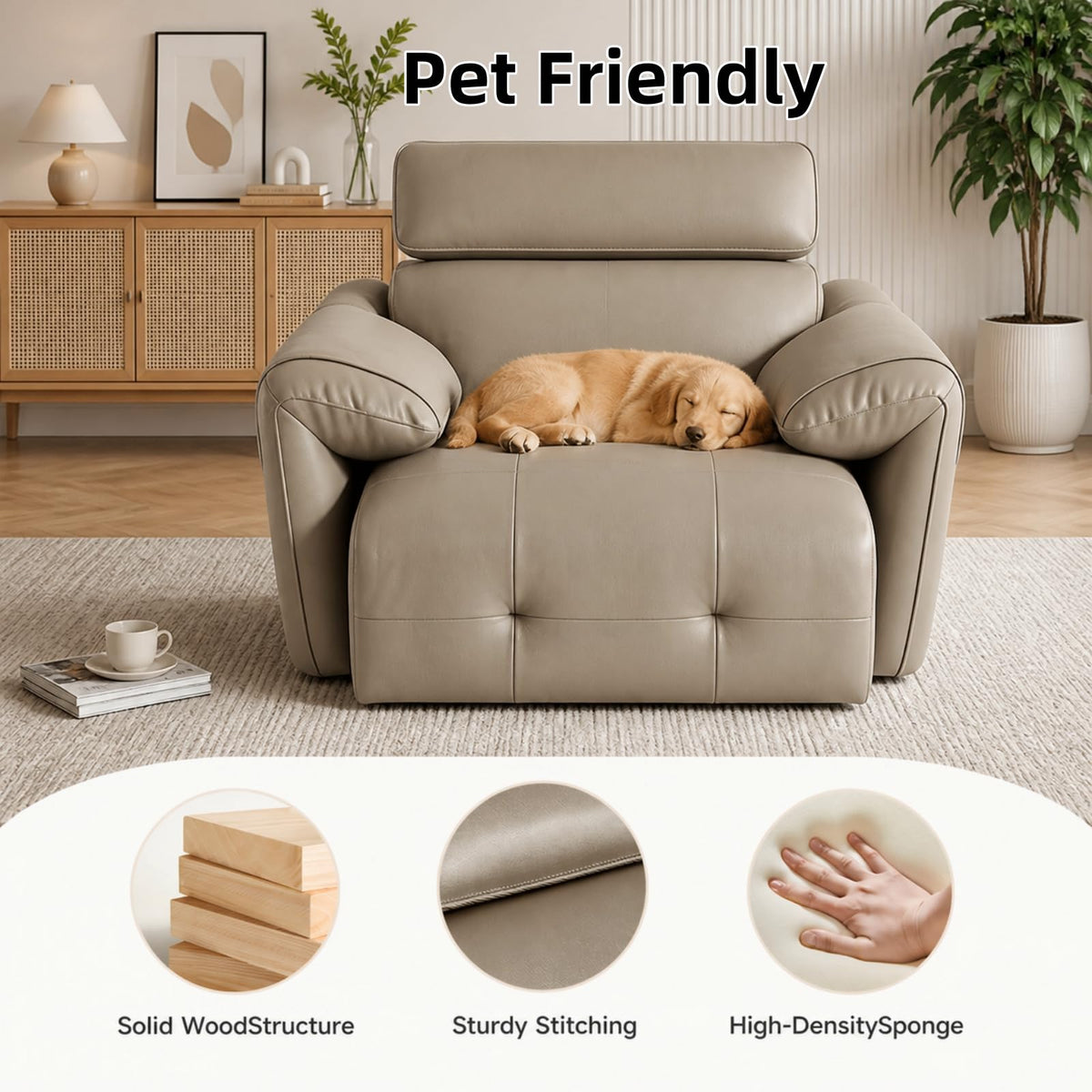 Electric Pull Out Sofa With Adjustable Headrests