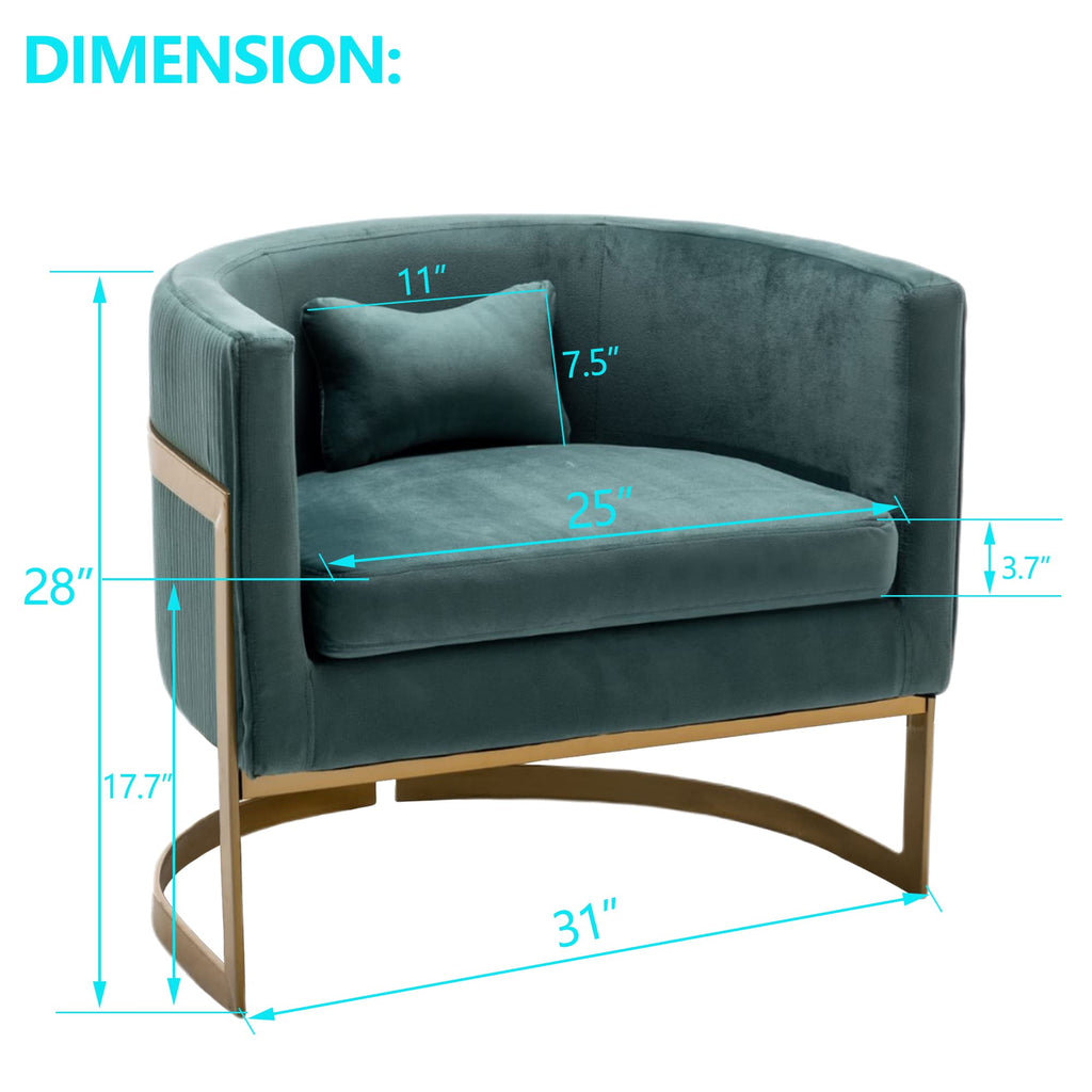 Velvet Accent Chair Ivory Modern Barrel Chair with Gold Legs