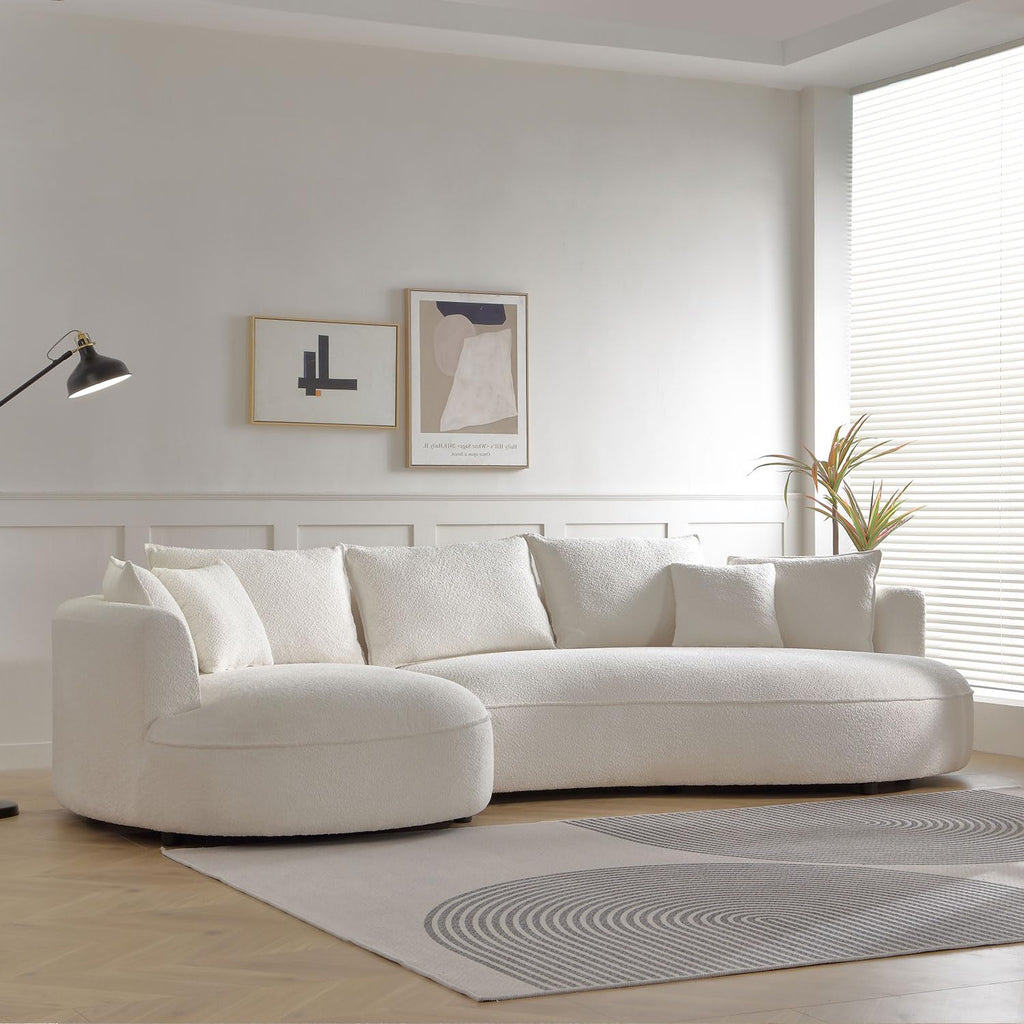 102.36" Curved Sectional Sofa, Gray Velvet 4-Seat Couch