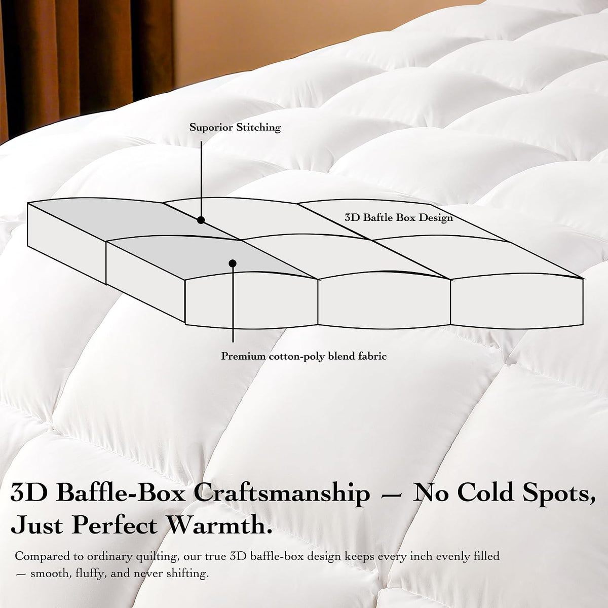 Goose Down Fiber Comforter Queen Size – All Season Naturally Breathable Down