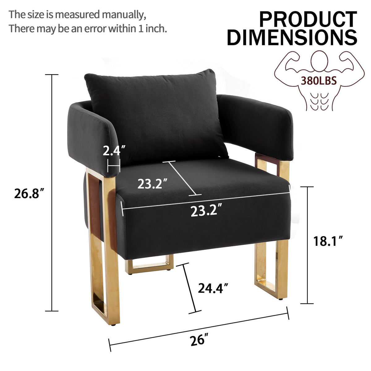 Upholstered Barrel Accent Chairs with Gold Legs – Set of 2