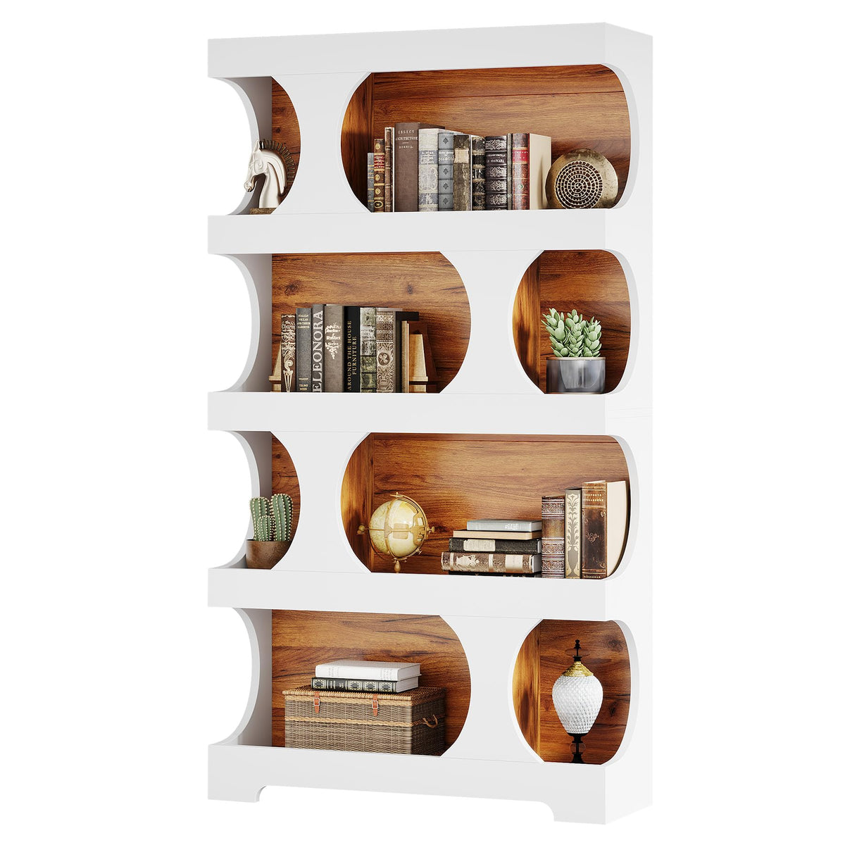 71-Inch Asymmetrical 4-Tier Bookcase