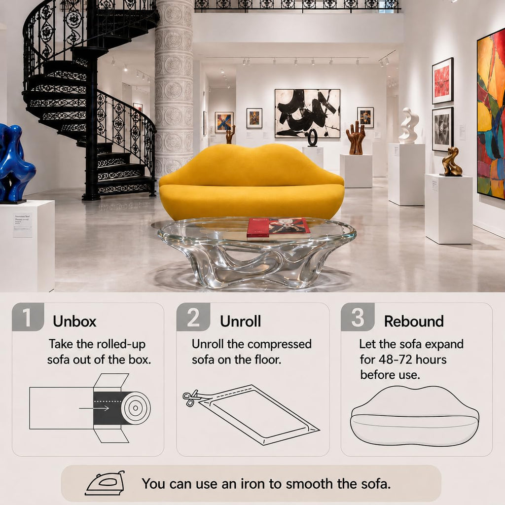 Lip-Shaped Sculptural Sofa, Modern Artistic Statement Couch, Unique Curved Accent Seating for Home and Commercial Spaces.(White，78.74inches)