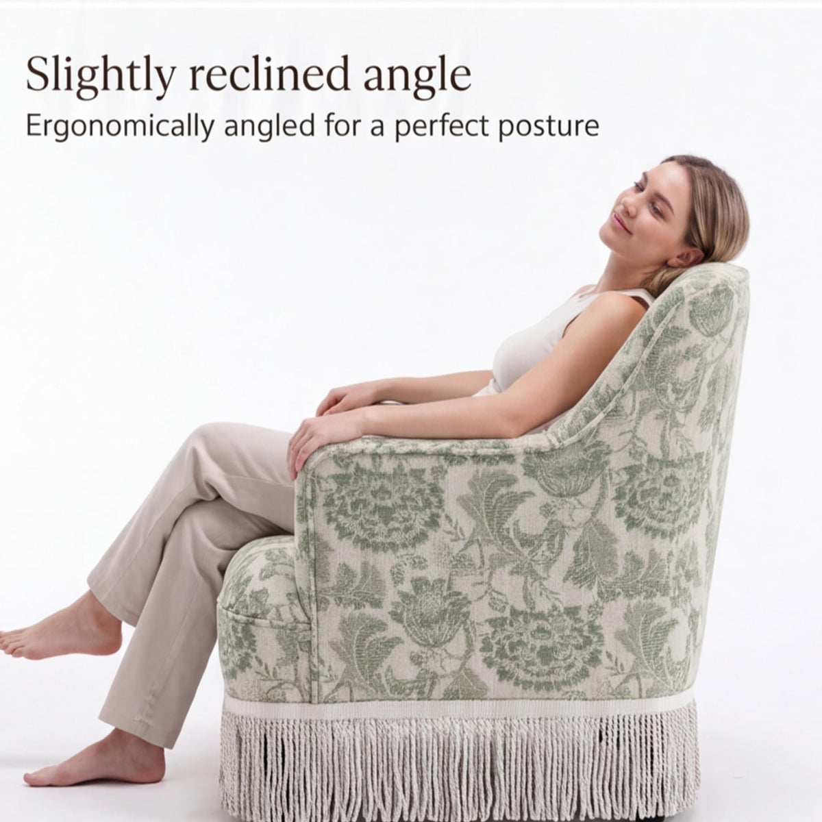 Hyfirm Vintage Accent Chair with Fringe Tassel Skirt