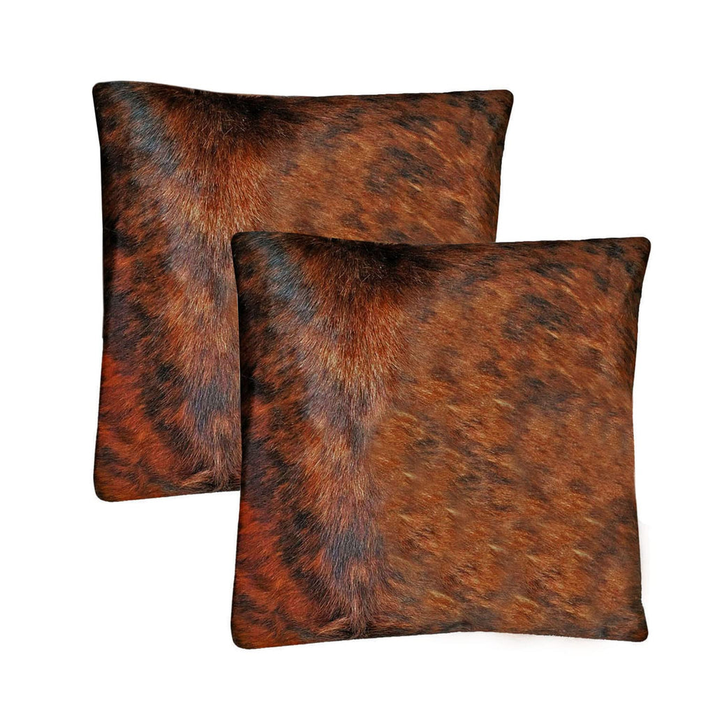 NGF Genuine Cowhide Pillows Cushion Cover - Brown and White Leather Hair on 18' x