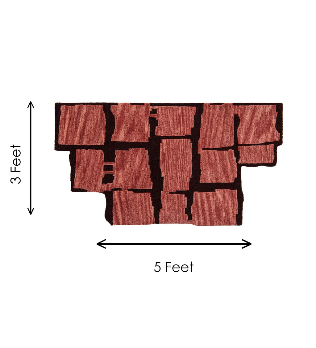 Handmade Woven Abstract Wall Art in Rust & Baby Pink