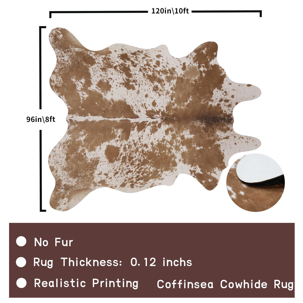 Faux Cowhide Rug 4.6x5.2 ft Cow Hide Faux Cowhide for Living Room Bedroom Dining