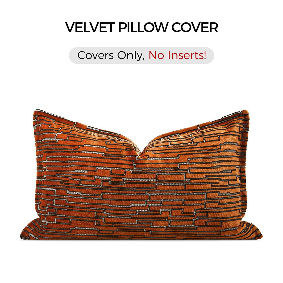 Luxury Brown Cut Pile Velvet Pillow Covers 18x18 with Raised Textured Pattern(Not a