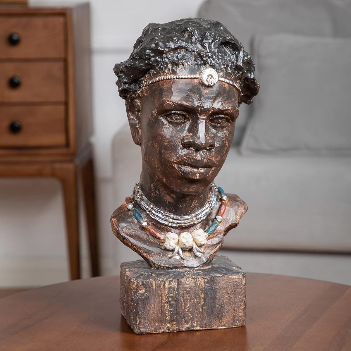 Leekung African Statues for Home Decor, African Art Sculptures Man Statue