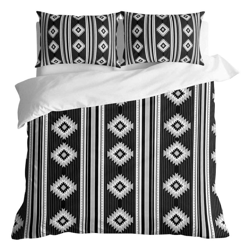 3 Pieces Duvet Cover Queen Bedding Sets Western Ethnic Brown Geometric Luxury Soft