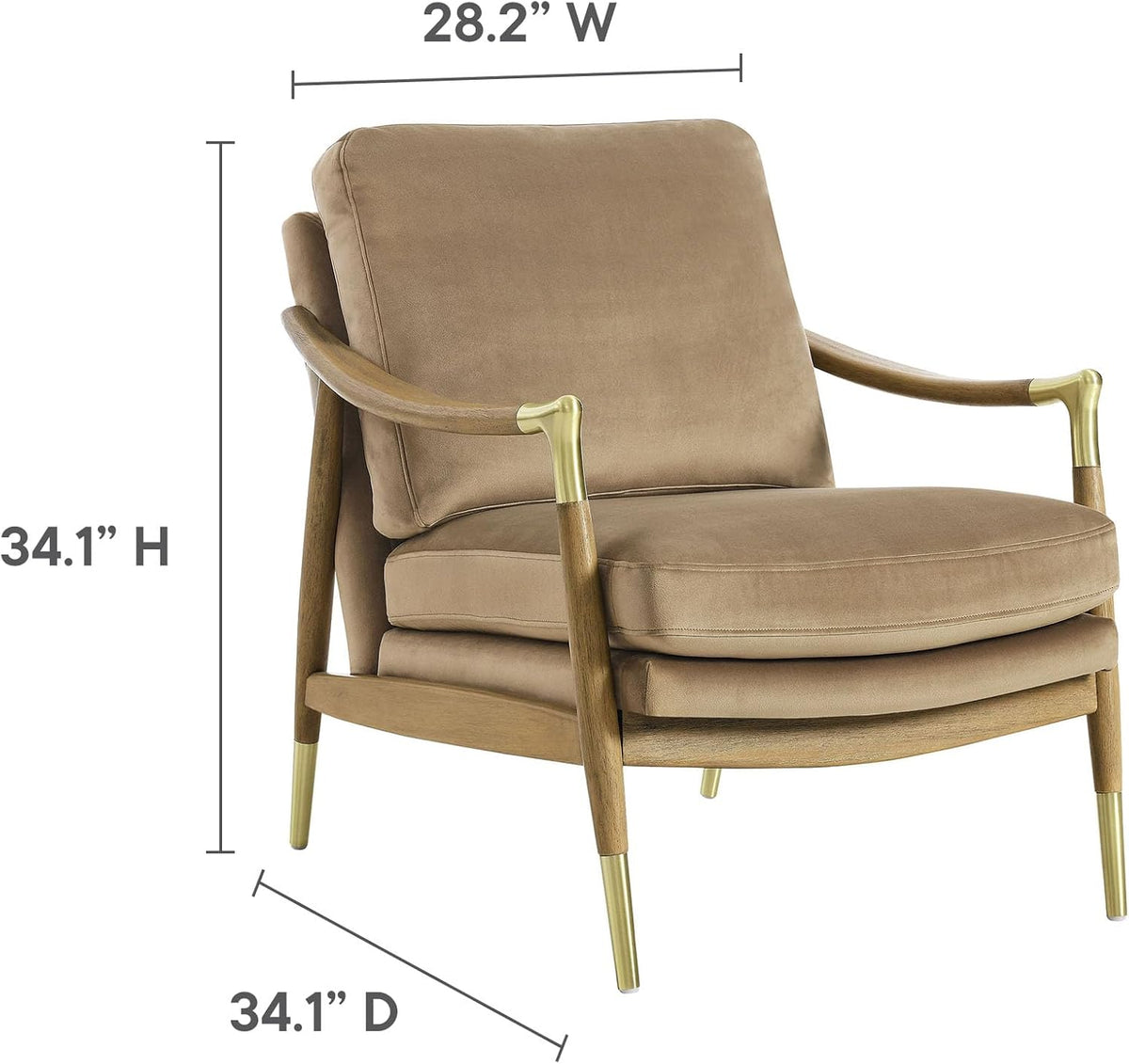 Modway Langford Stain-Resistant Performance Velvet Armchair – Mid Century Modern