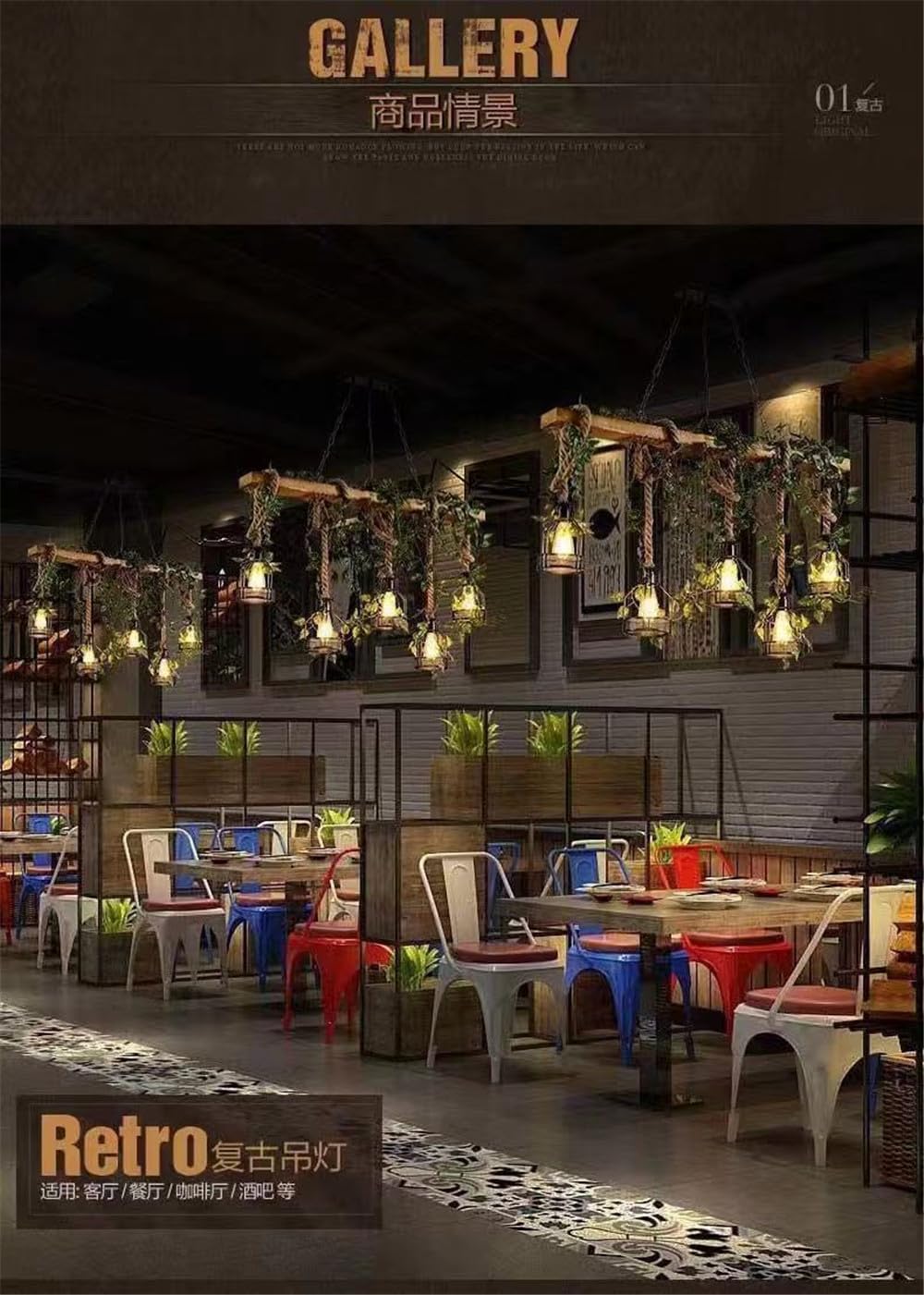 American Pastoral Restaurant Pendant Light LED Retro Creativity Hemp Rope Music