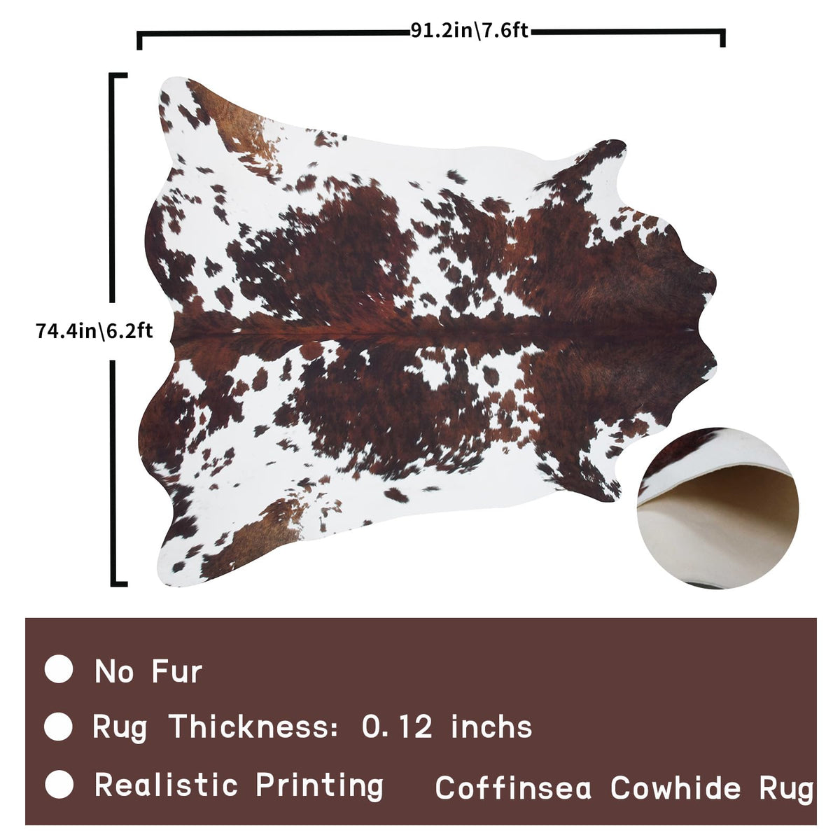 Faux Cowhide Rug 4.6x5.2 ft Cow Hide Faux Cowhide for Living Room Bedroom Dining