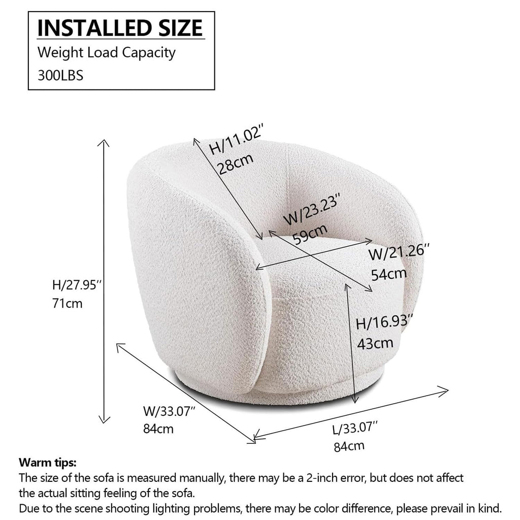 Oversized Boucle Accent Chair, Cream White Sherpa Wingback Chair