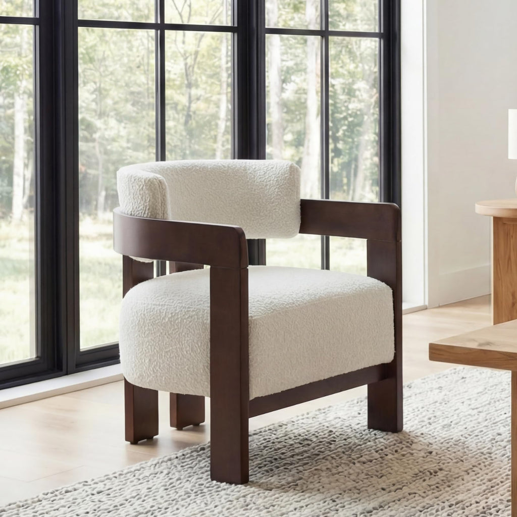Beige Linen Accent Chairs Set of 2, Upholstered Barrel Living room Chairs