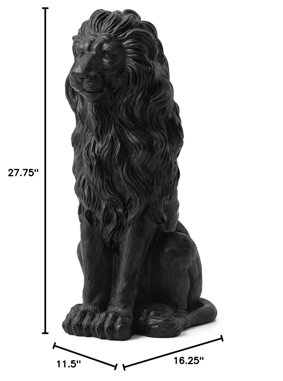 Glitzhome Guardian Sitting Lion Statue Regal Indoor and Outdoor Garden Sculpture