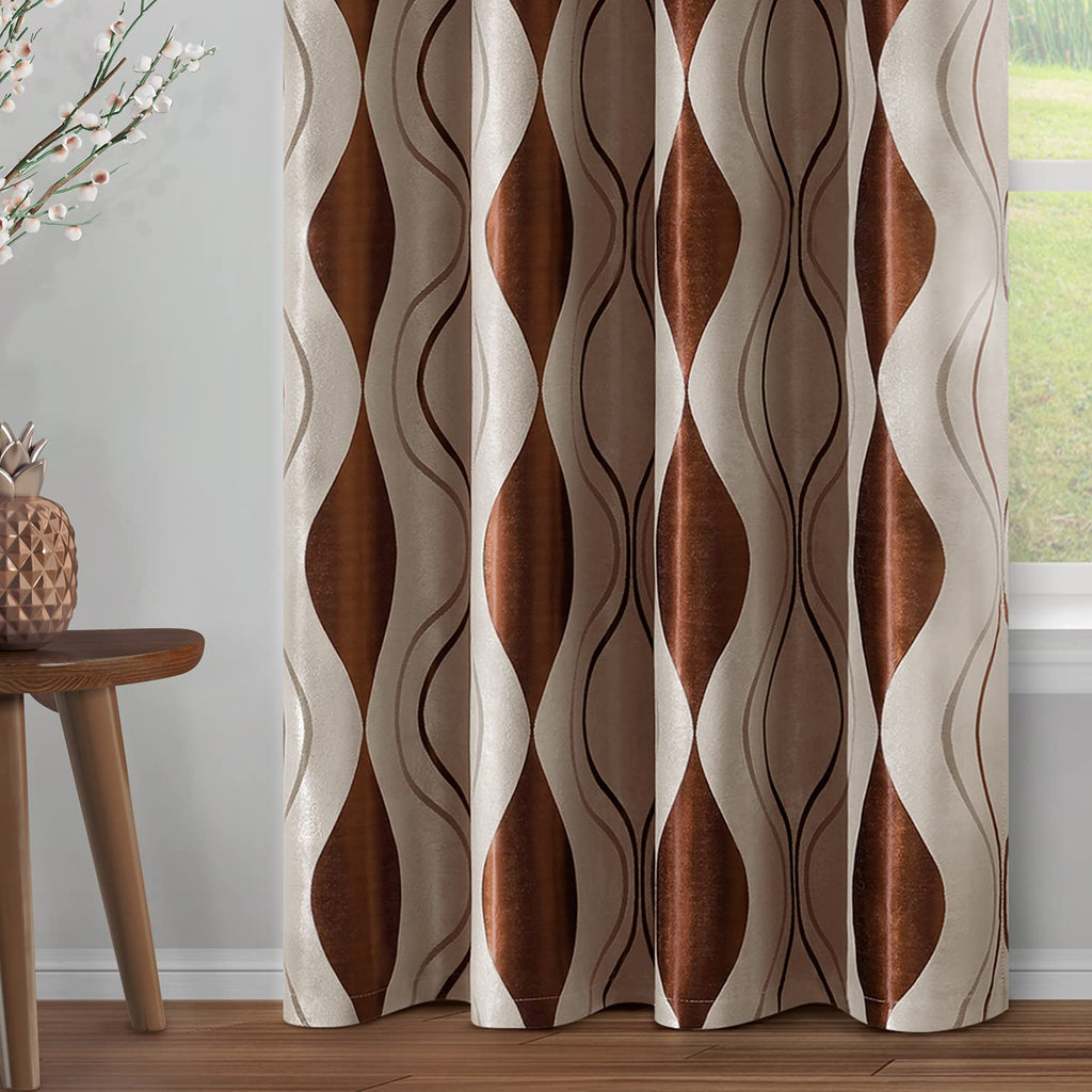 Wave Jacquard Grommet Curtains, Set of Two