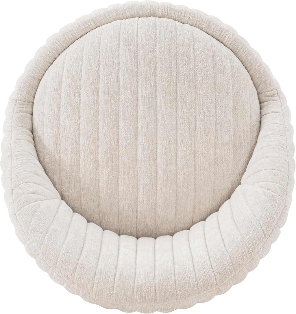 Manhattan Comfort Leela Modern Swivel Accent Chair in Luxurious Boucle Upholstery