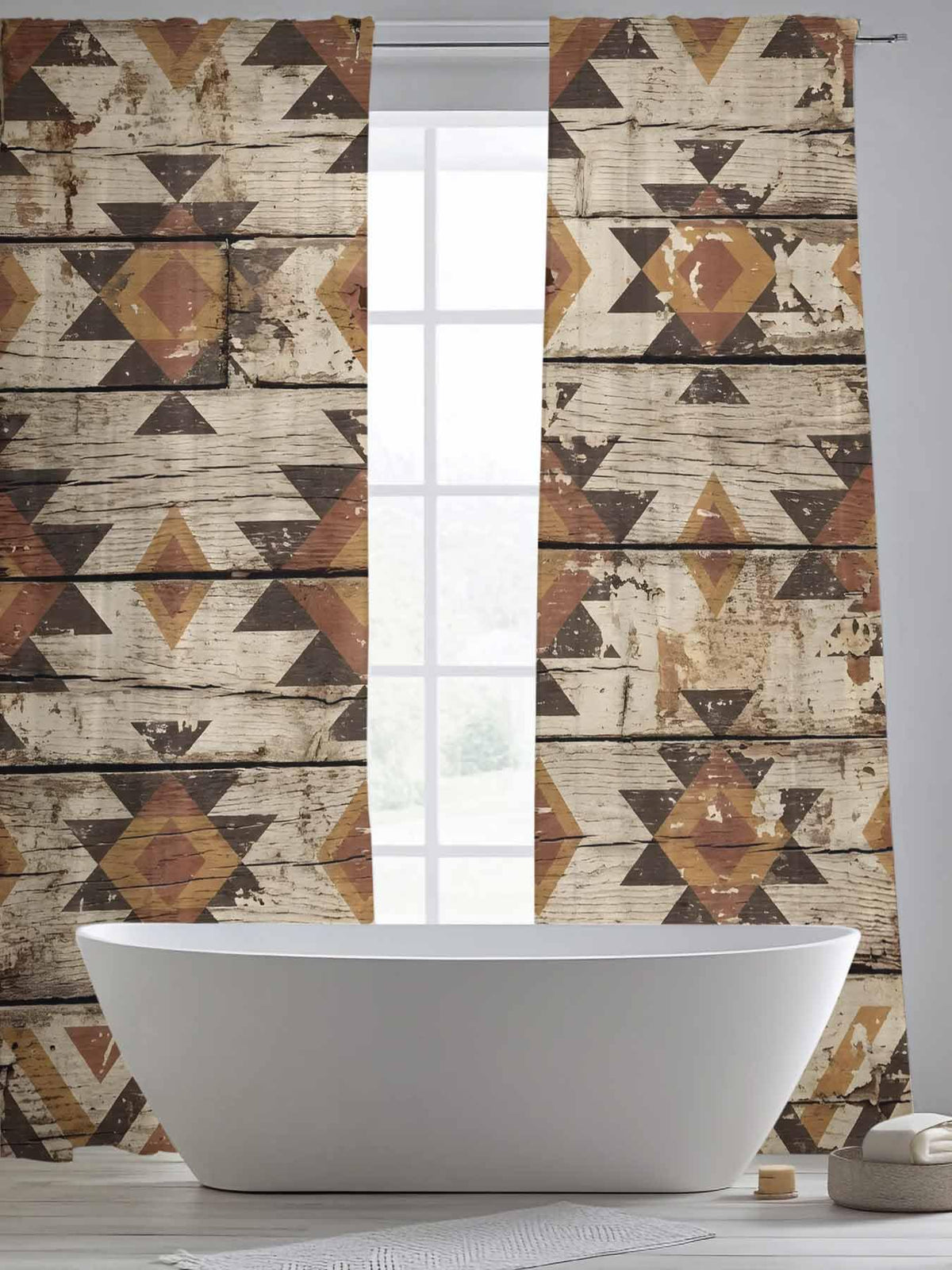 Diamond Tribal Sheer Curtains, Set of Two