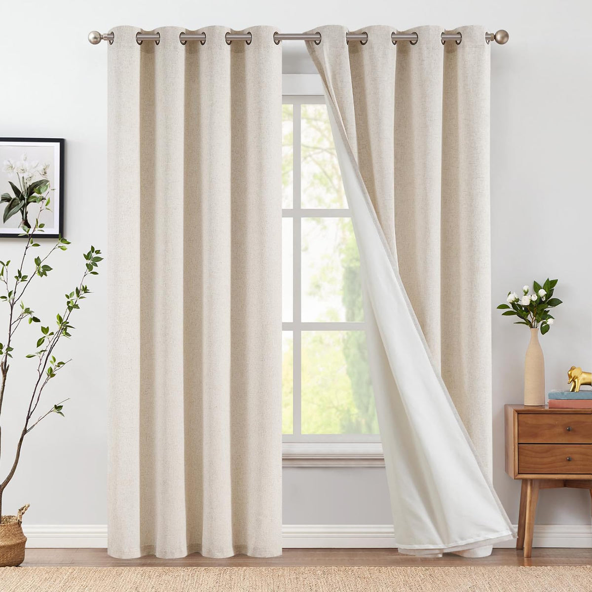 Linen Grommet Curtains, Set of Two