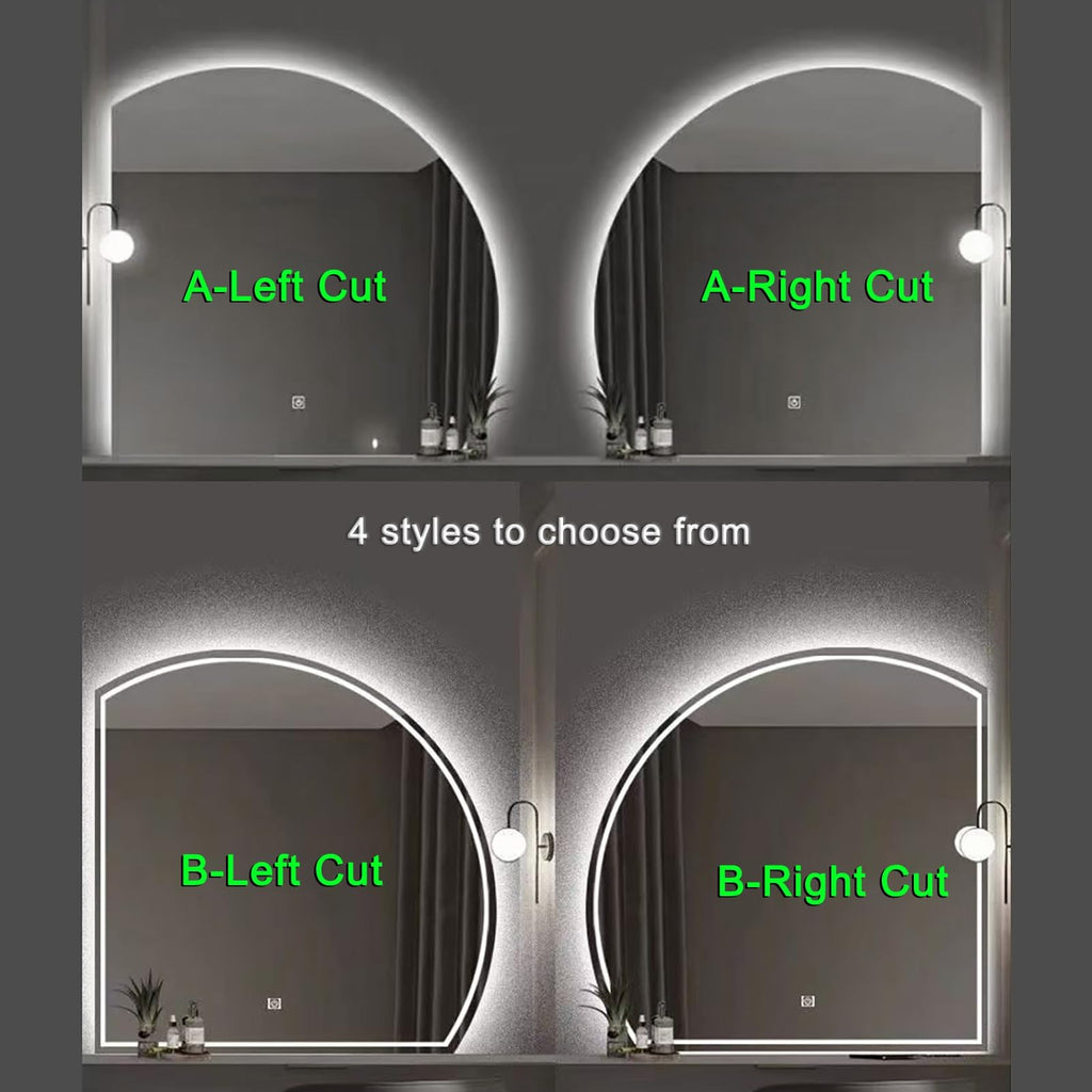 Half-Round LED Vanity Mirror with Motion Sensor