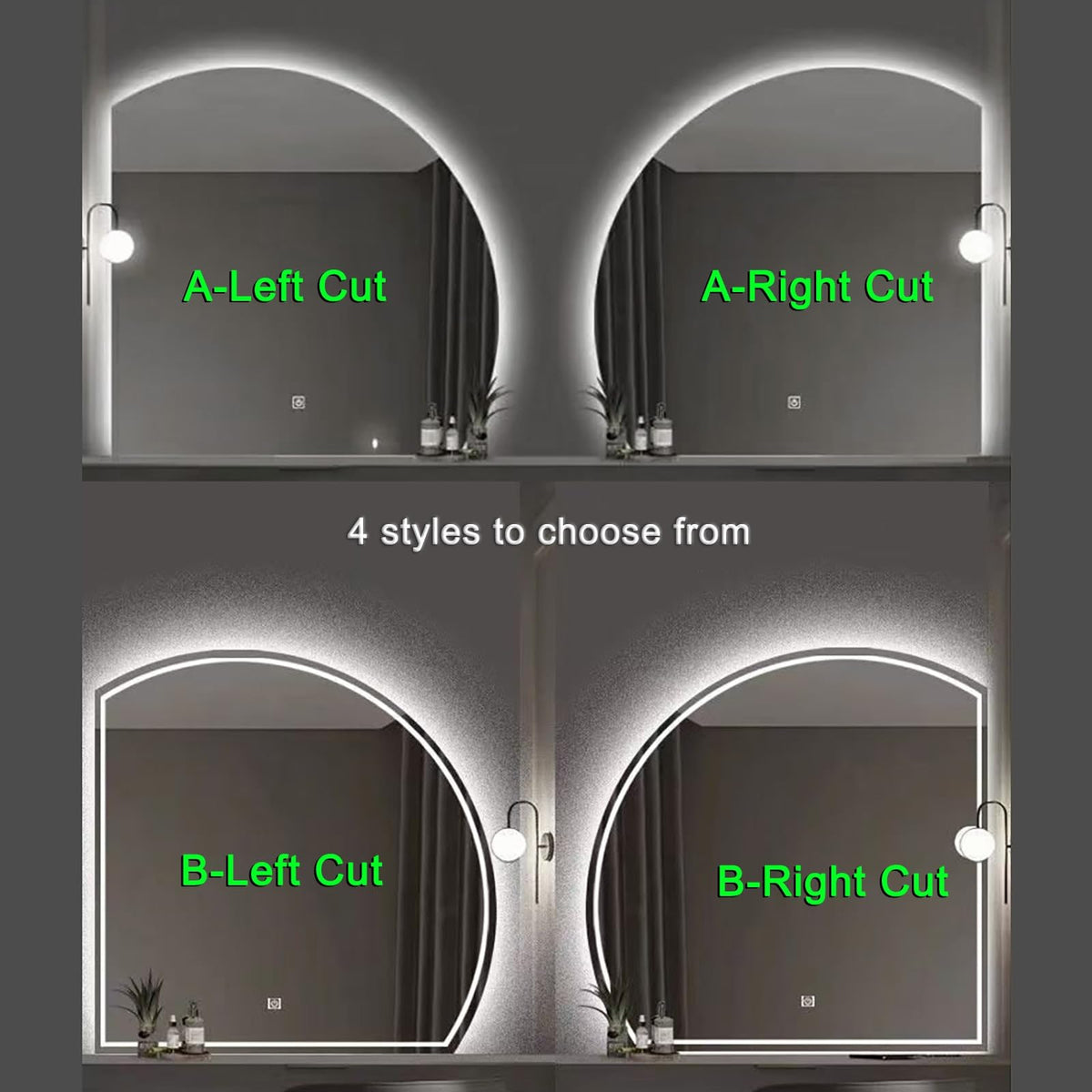 Half-Round LED Vanity Mirror with Motion Sensor