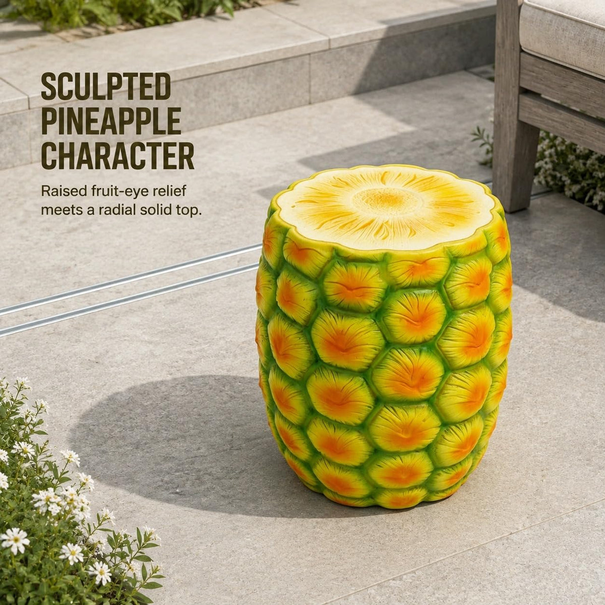 Corn Cob Plant Stand Indoor and Outdoor Resin Garden Stool Drum Seat Accent