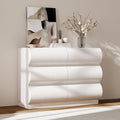 White Faux-Leather Six-Drawer Dresser