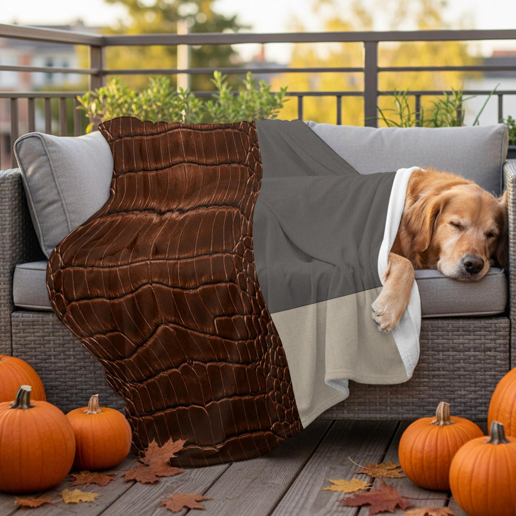 Leather-Pattern Flannel Fleece Throw Blanket