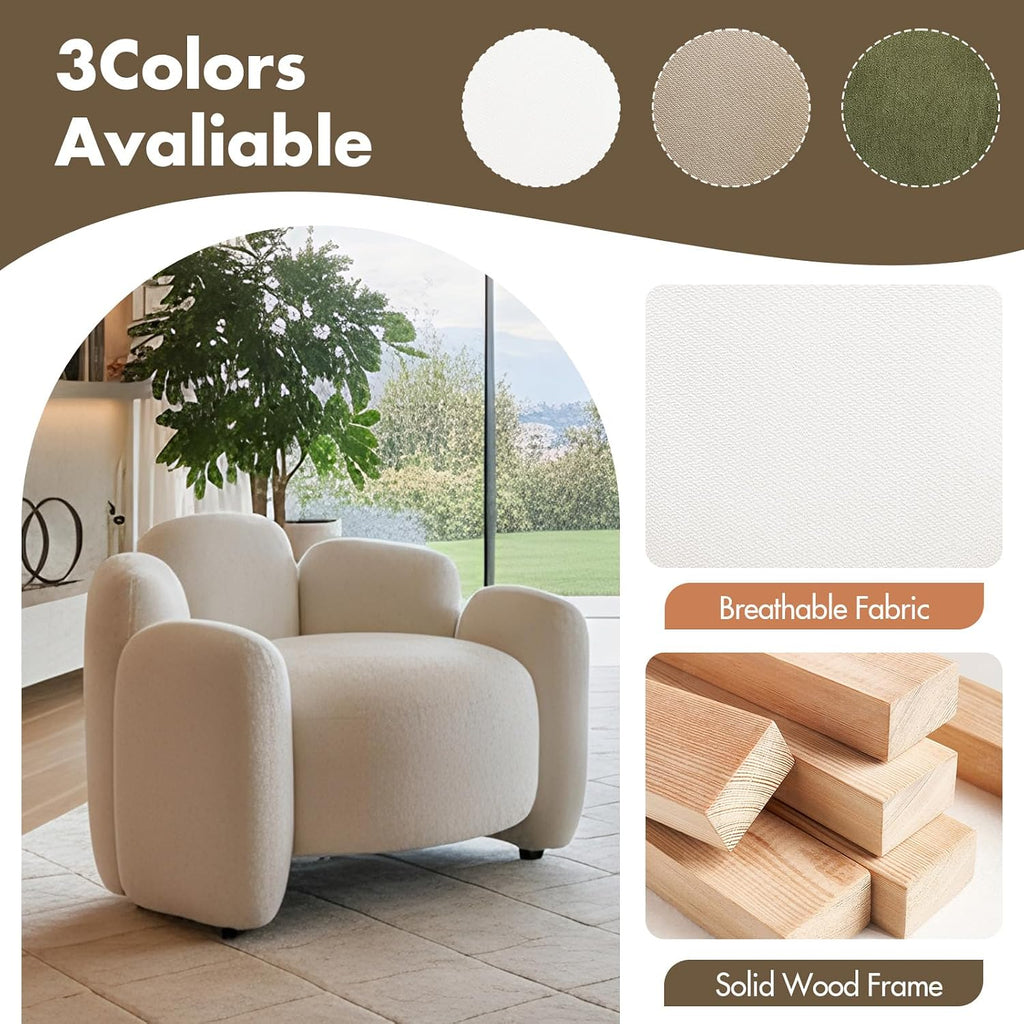 Hyfirm Sculptural Barrel Accent Chairs Set of 2, Cream White