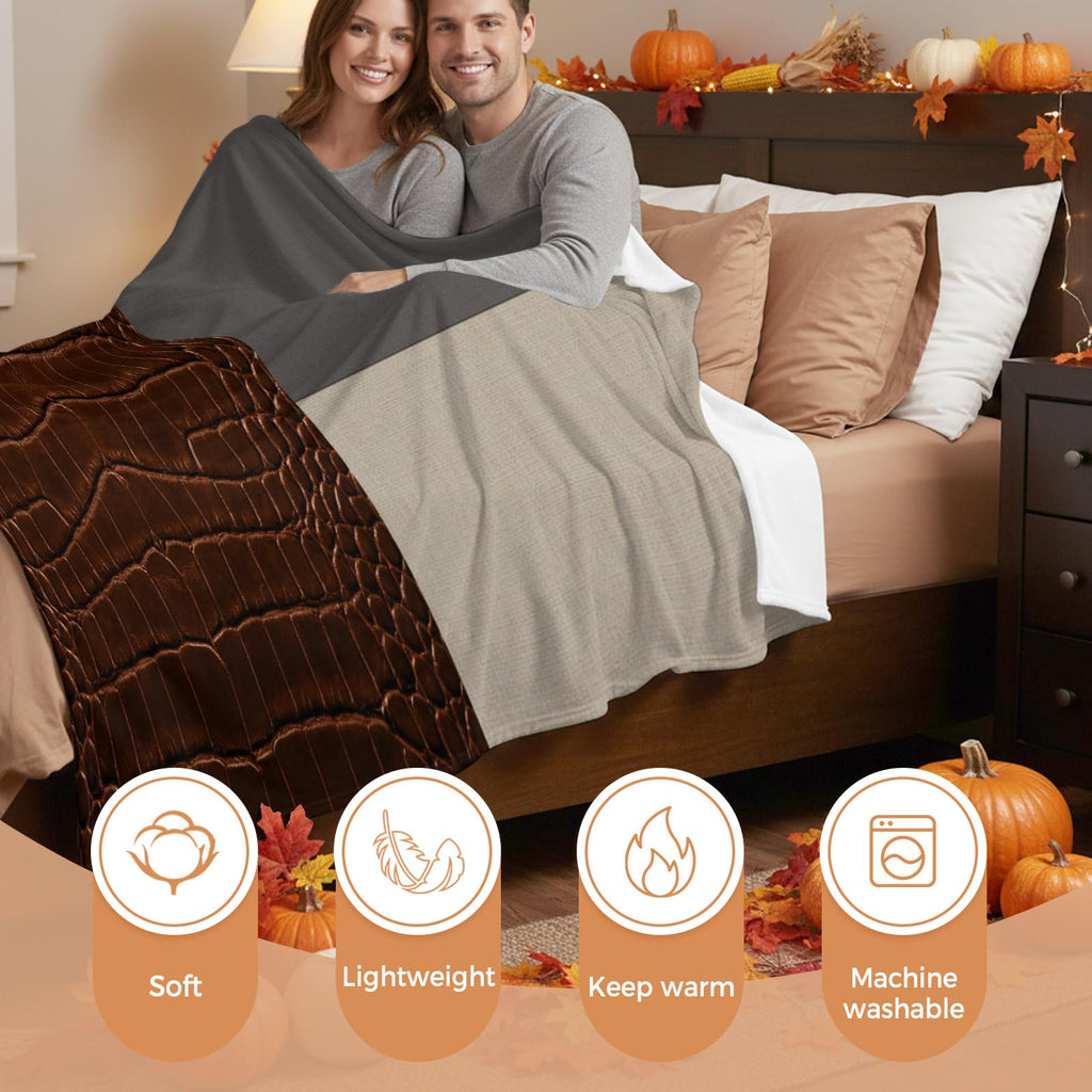 Leather-Pattern Flannel Fleece Throw Blanket
