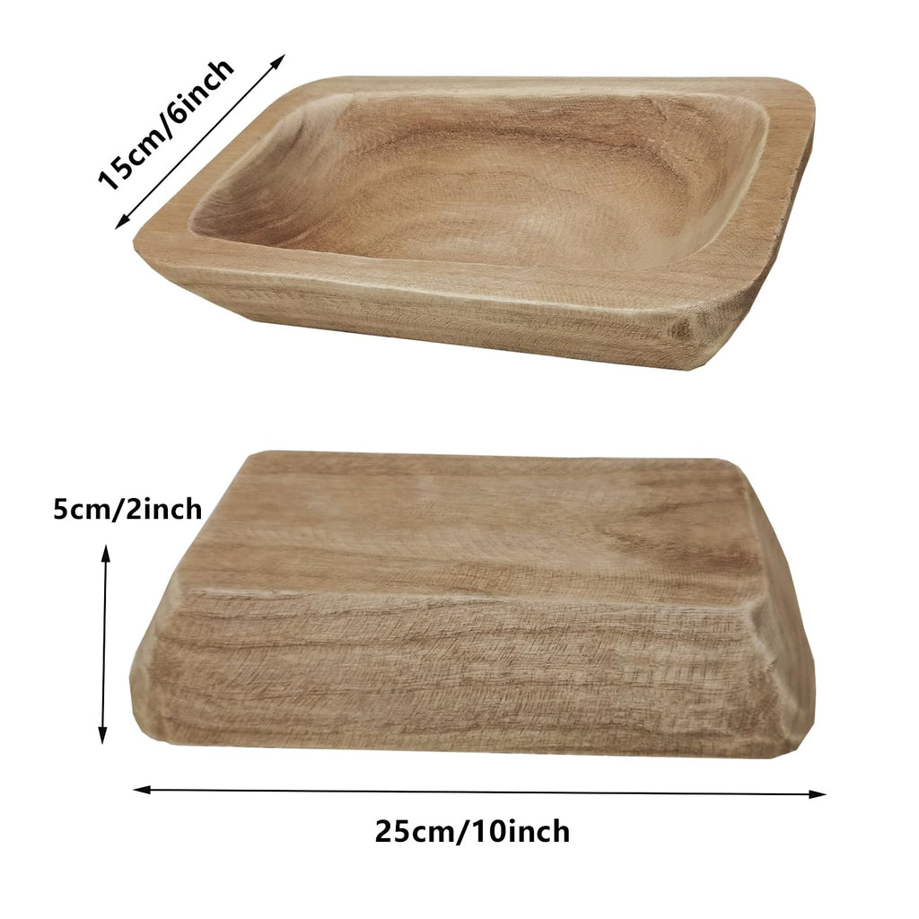 Hand-Carved Wooden Dough Bowl Centerpiece