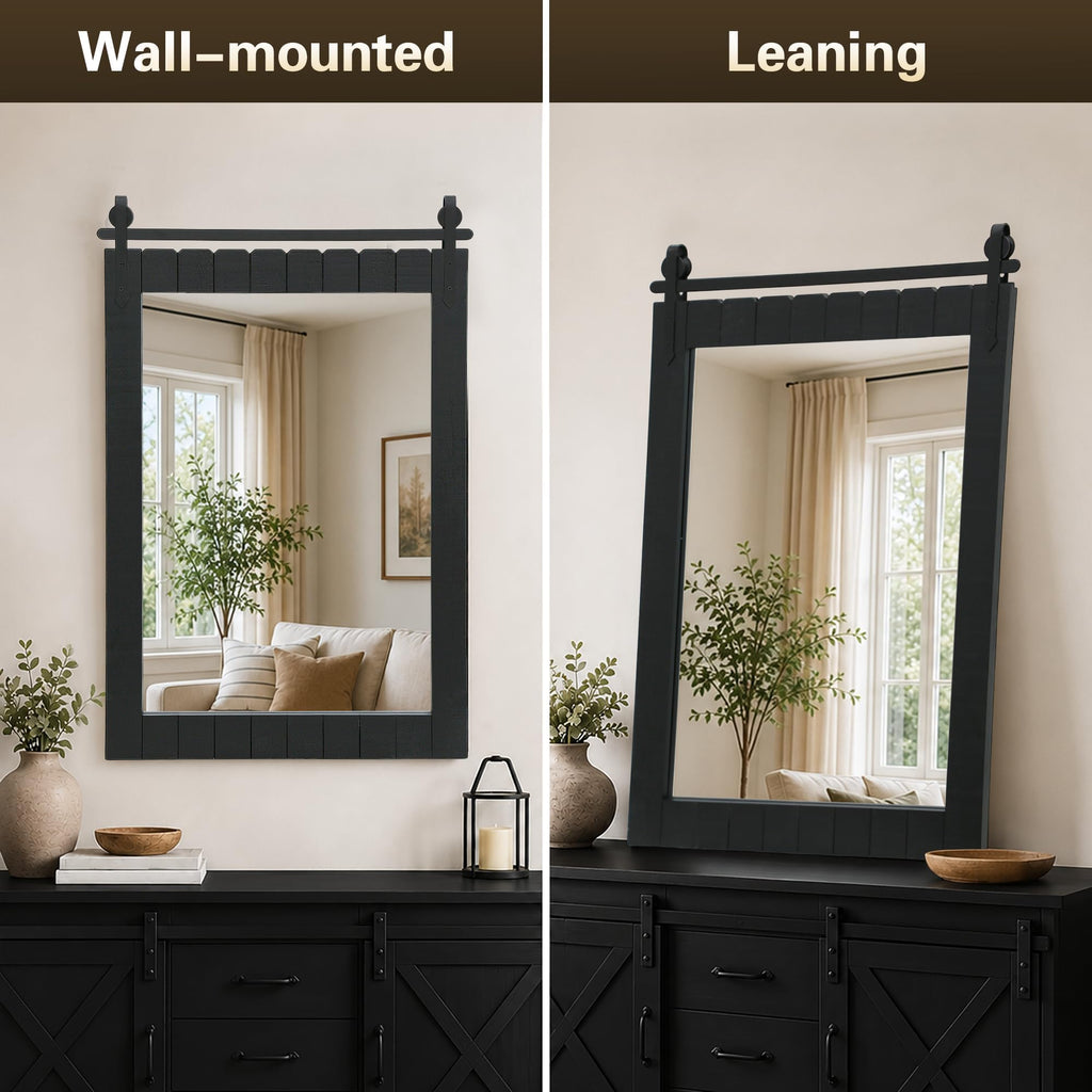 Rustic Barn-Door Bathroom Vanity Mirror
