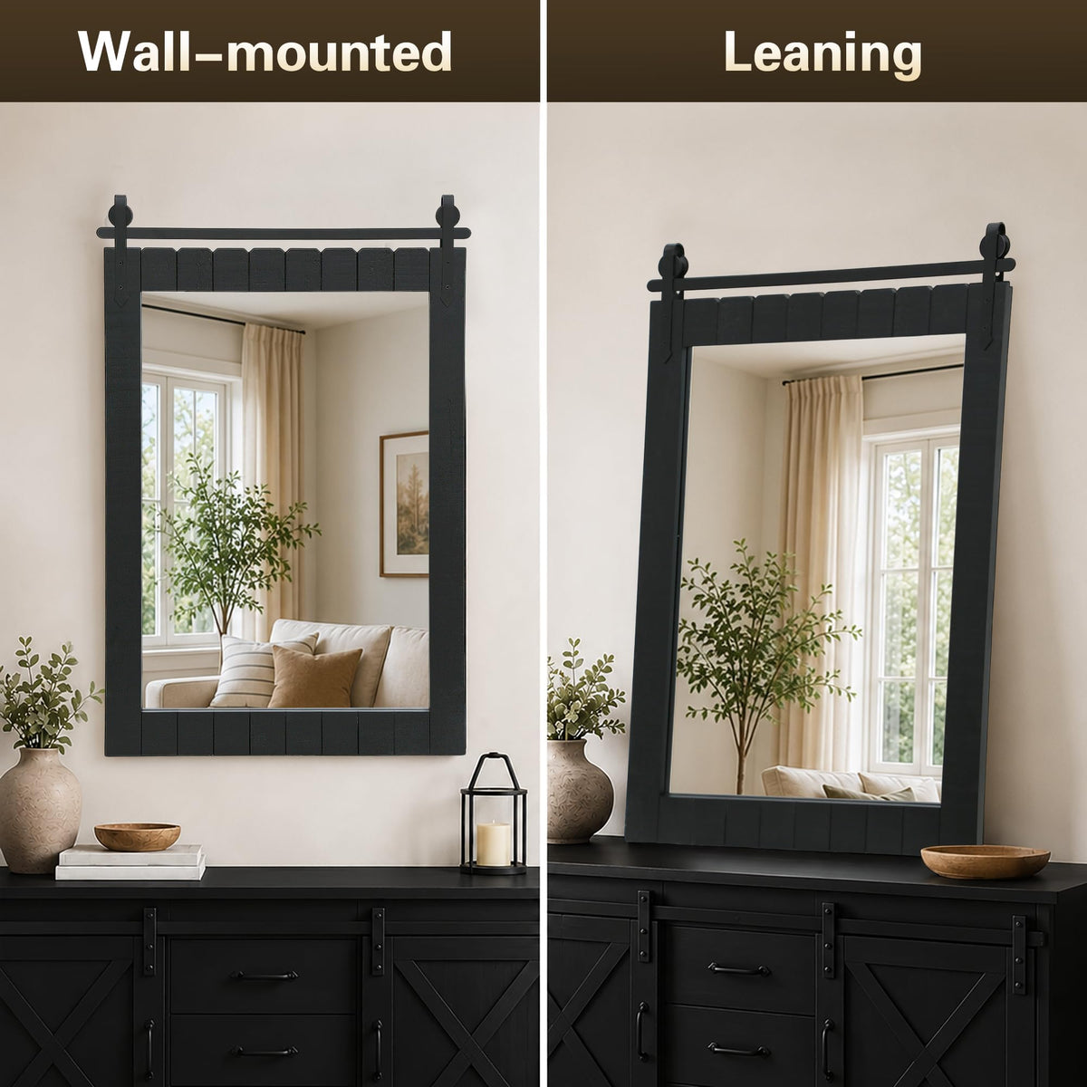 Rustic Barn-Door Bathroom Vanity Mirror