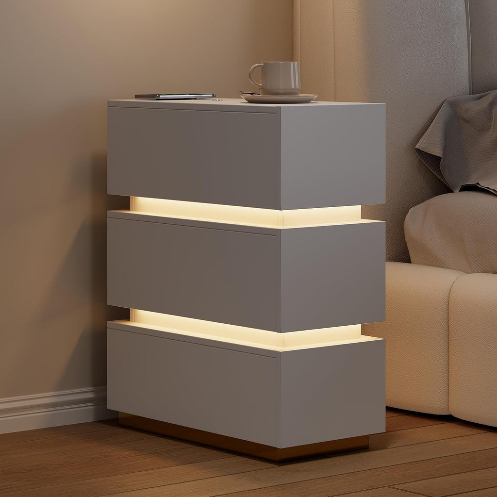 Narrow Smart Nightstand with Wireless Charging