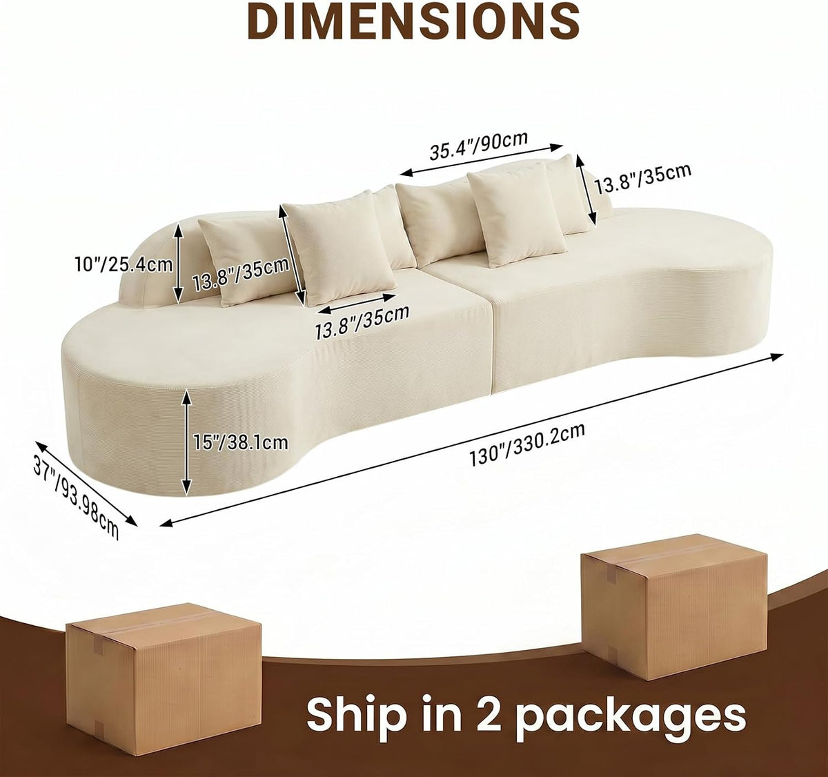 Boneless Corduroy Cloud Sofa with Pillows