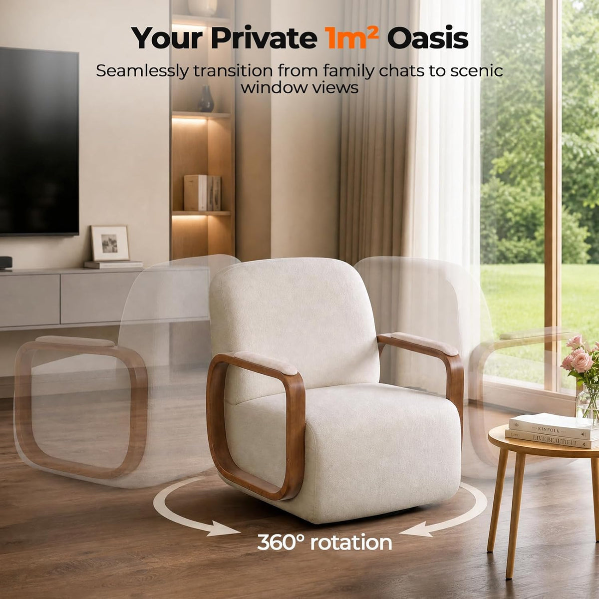 Couchus Swivel Accent Chair with Sturdy Base (Beige, Set of 2)