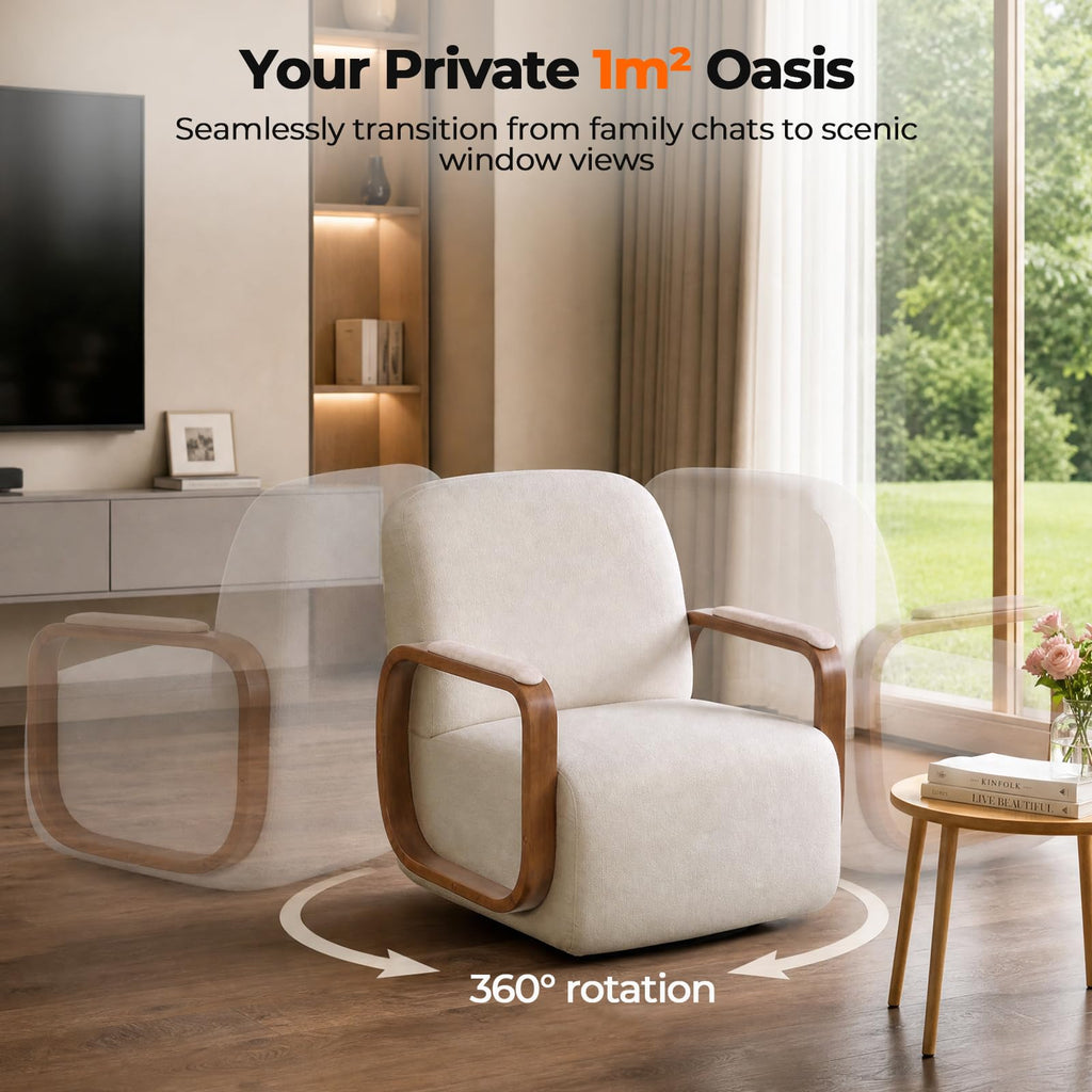 Couchus Swivel Accent Chair with Sturdy Base (Beige, Set of 2)
