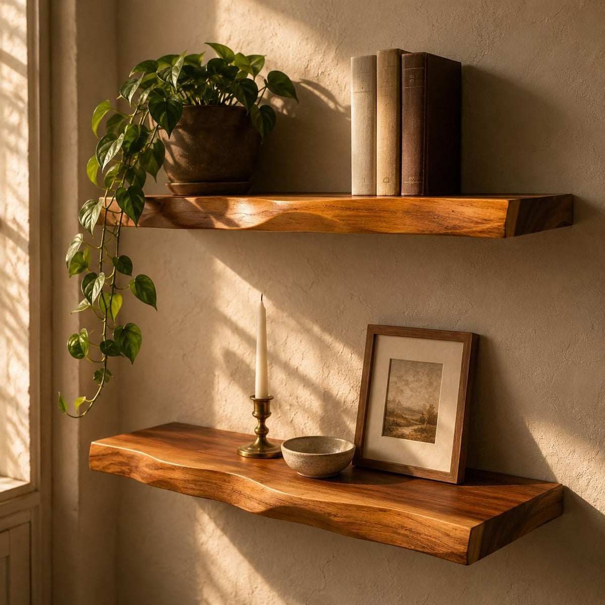 Live-Edge Floating Shelves – Set of 2