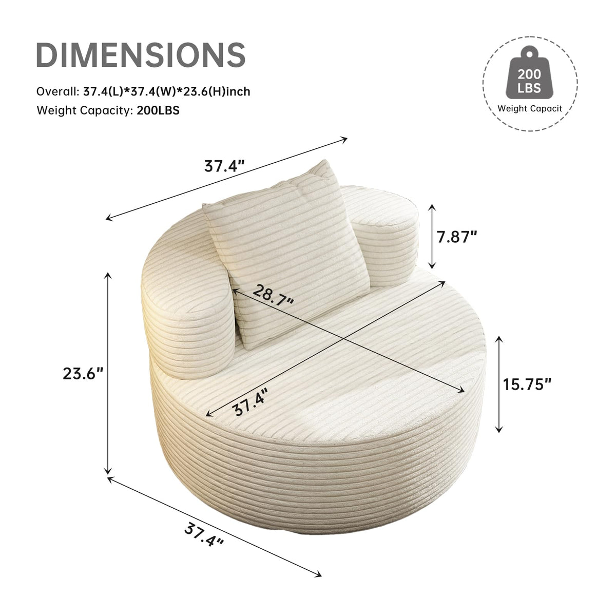 106" Modular Corduroy Cloud Sectional Sofa