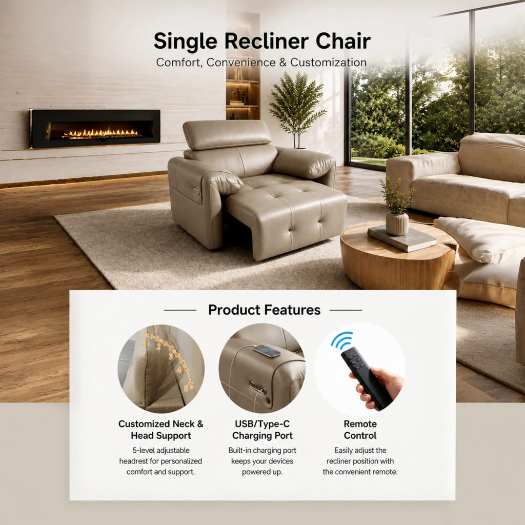 Electric Pull Out Sofa With Adjustable Headrests