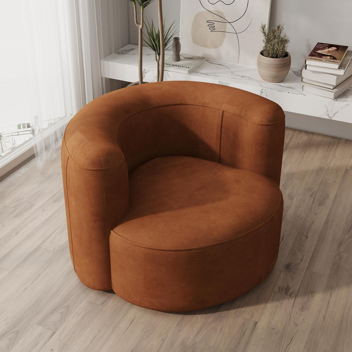 Acanva Mellow Tight Curved Back Accent Chairs Set of 2, Velvet Sofa
