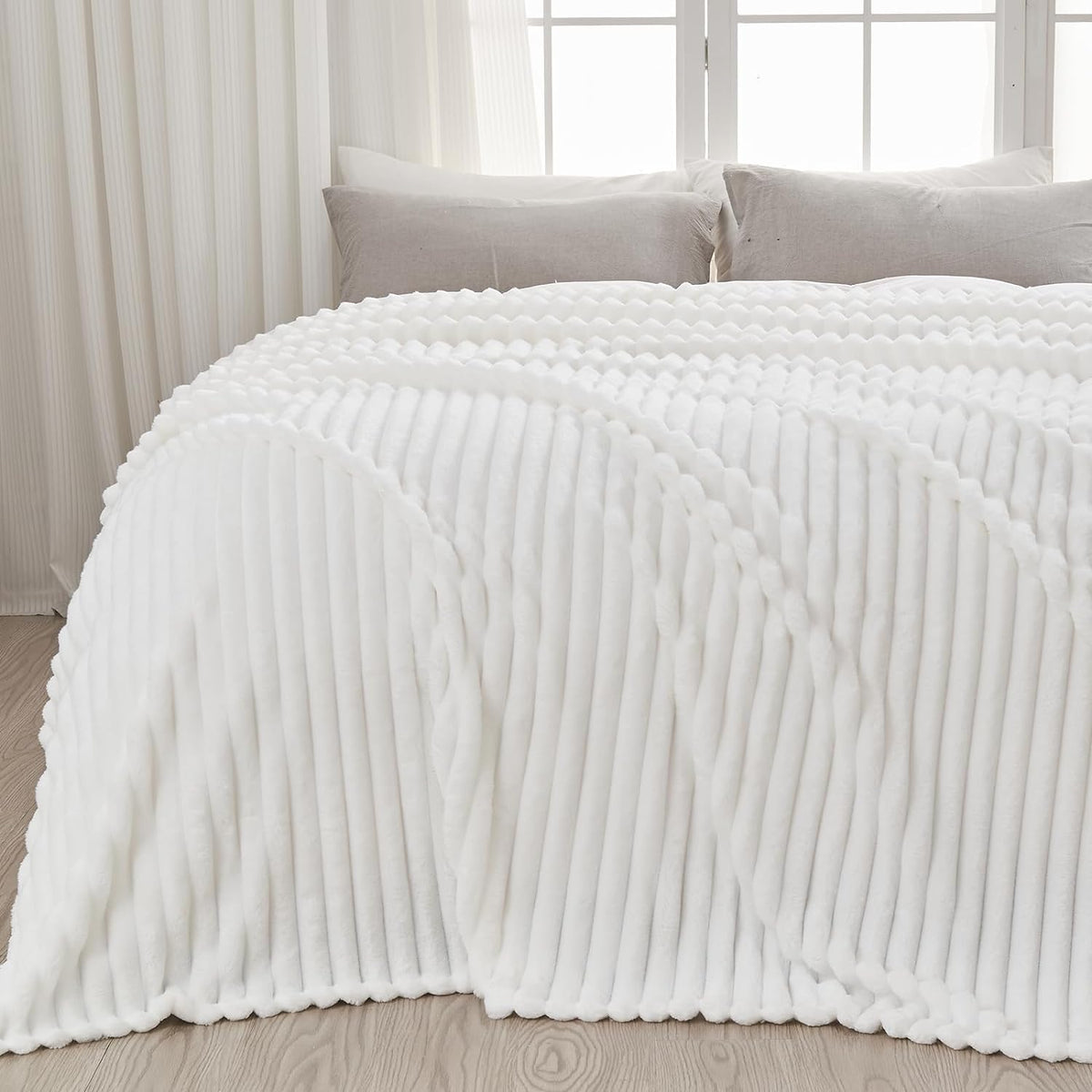 Ribbed Fleece Throw Blanket