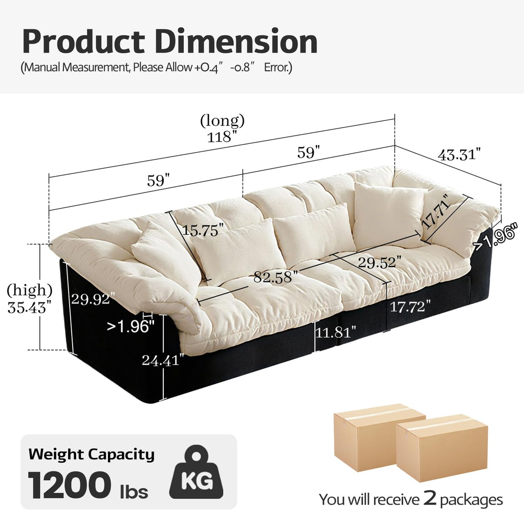 Cat Scratch Fabric Sofa Living Room 2026 new Straight Row Black and White Color
