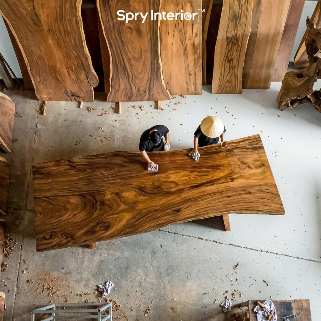 Monkey Pod Console Table No. 11, Hand-Carved Live Edge