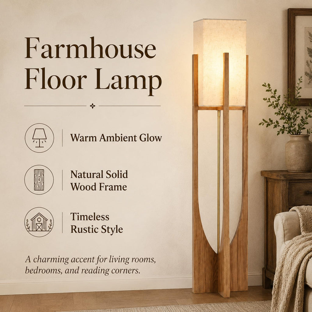 Boho Style Bamboo Woven Floor Lamp for Living Room, 36 in, Cozy Decor