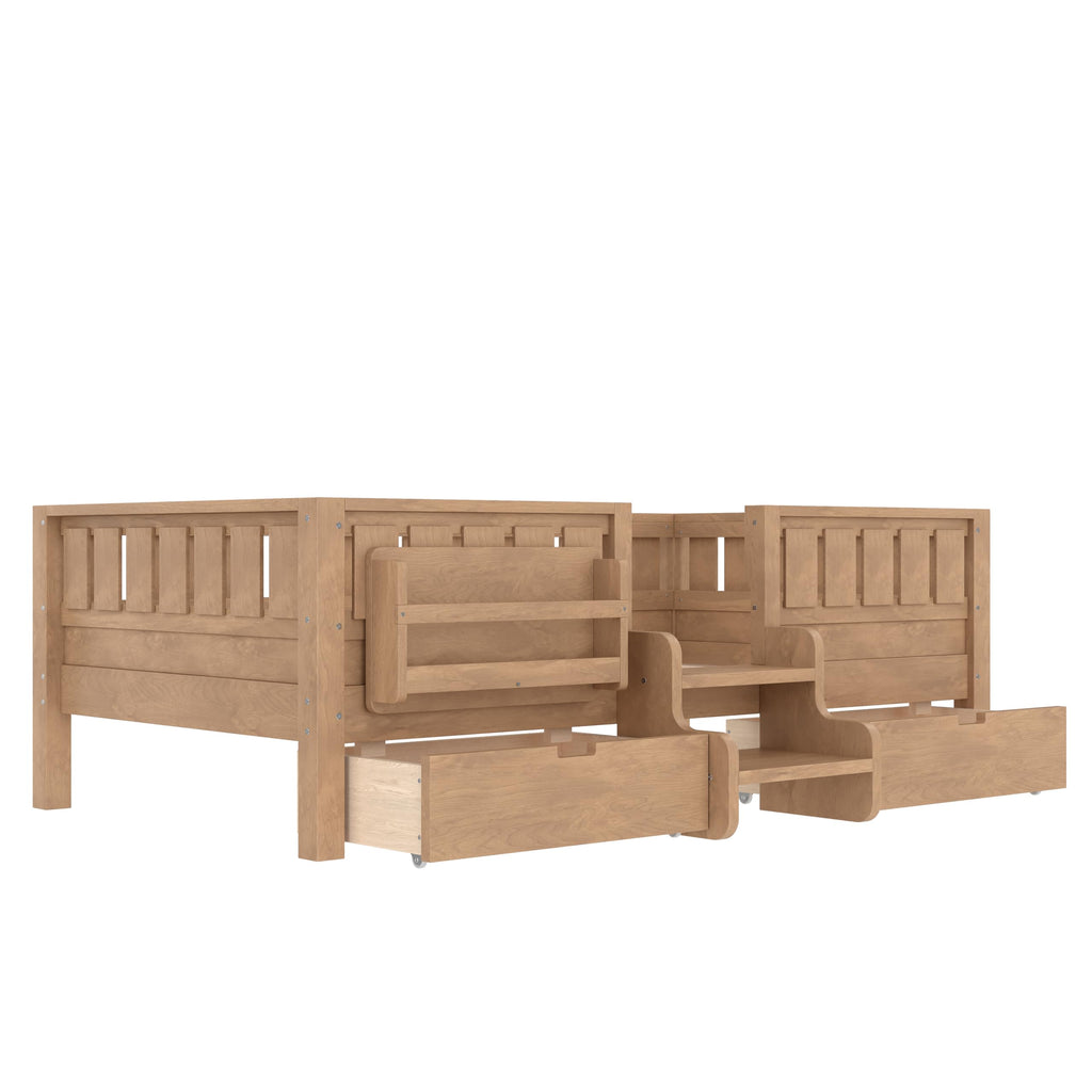 Montessori Bed with Stairs, Bookshelf & Storage Drawers