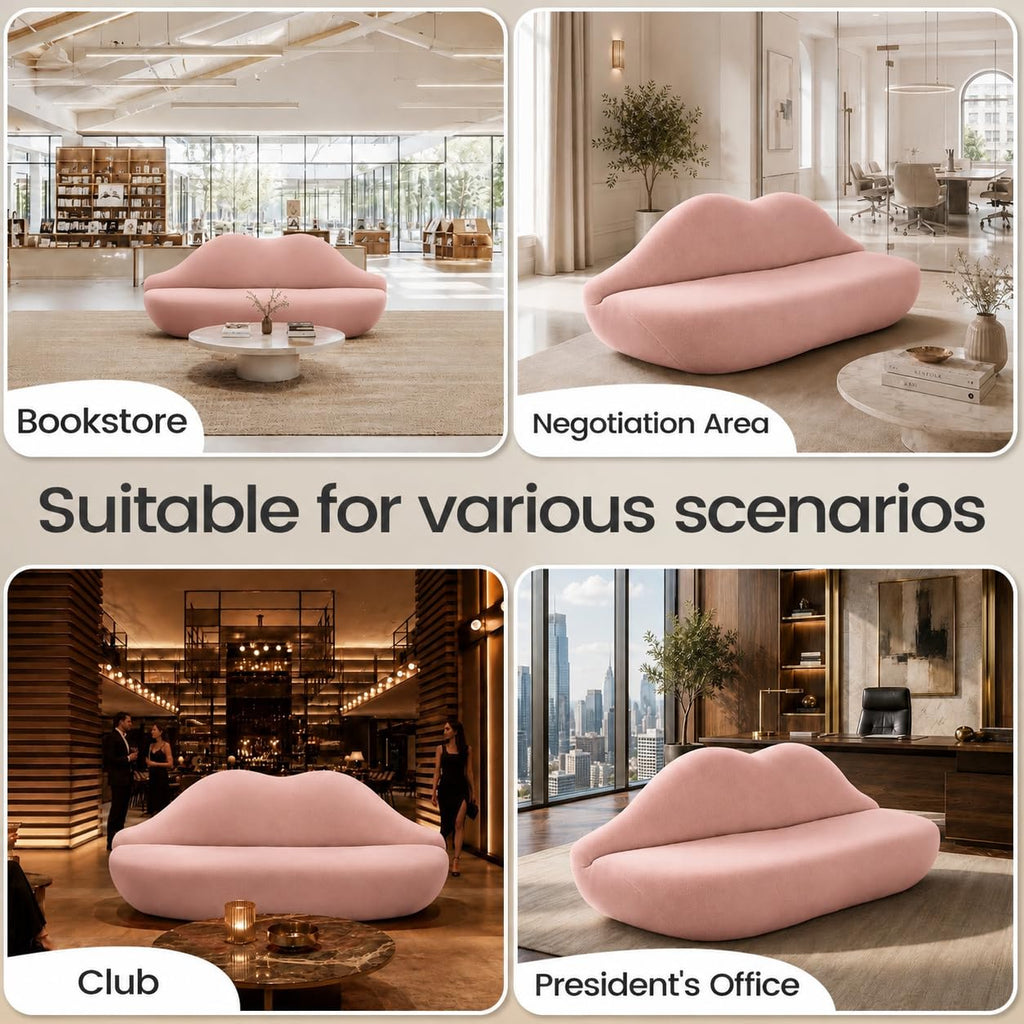 Lip-Shaped Sculptural Sofa, Modern Artistic Statement Couch, Unique Curved Accent Seating for Home and Commercial Spaces.(White，78.74inches)