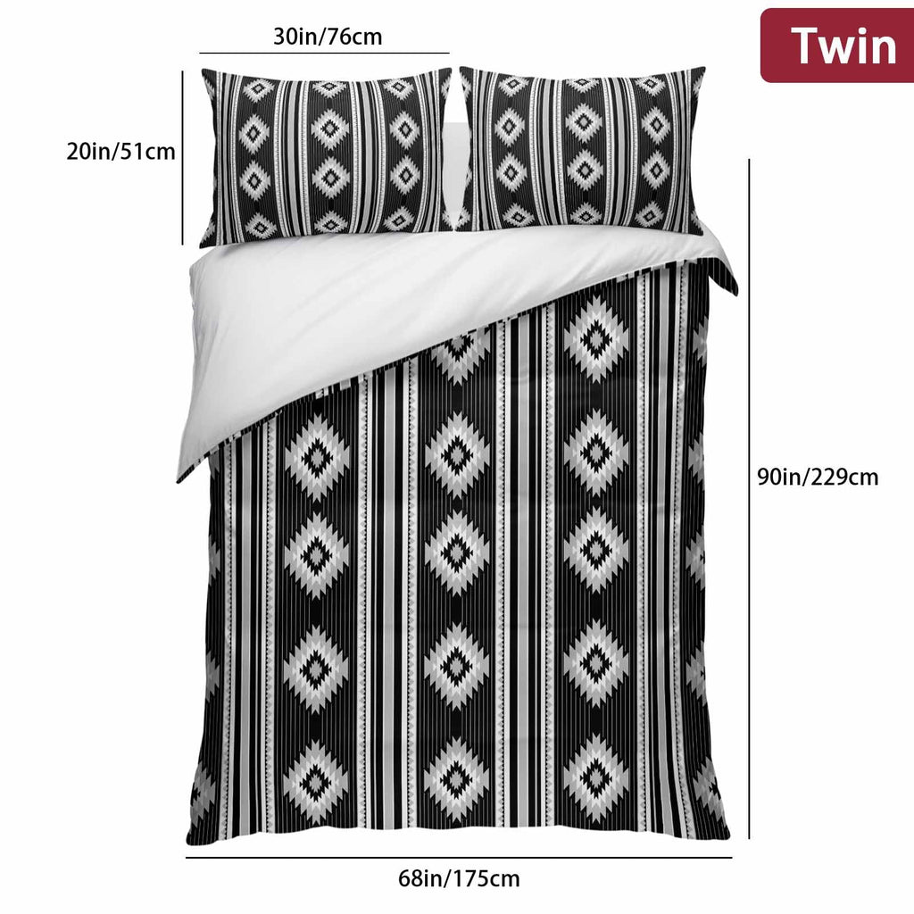 3 Pieces Duvet Cover Queen Bedding Sets Western Ethnic Brown Geometric Luxury Soft